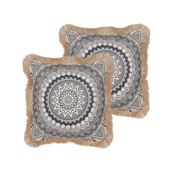 Set of 2 Cushions Boho Motif 45 x 45 cm Beige and Black AGRIMONY