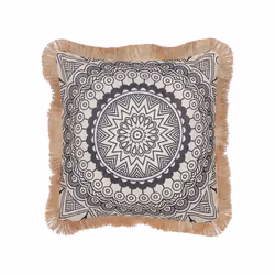 Set of 2 Cushions Boho Motif 45 x 45 cm Beige and Black AGRIMONY