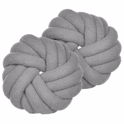 Set of 2 Cushions AKOLA Boucle 31 x 31 cm Grey Solid
