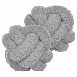 Set of 2 Decorative Cushions MALNI Boucle 19 x 19 cm Grey Solid