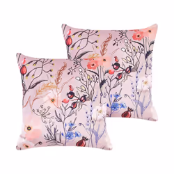 Set of 2 Velvet Cushions Flower Motif 45 x 45 cm Pink ANEMONES