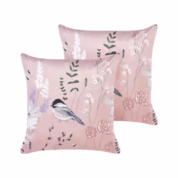 Set of 2 Velvet Cushions 45 x 45 cm Pink CYCLAMEN