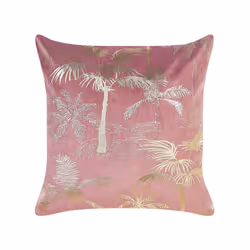 Set of 2 Velvet Cushions Palm Motif 45 x 45 cm Pink CARANDAY
