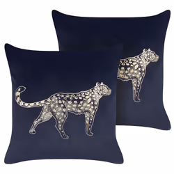 Set of 2 Decorative Cushions MARULA Velvet 45 x 45 cm Black Animal Pattern