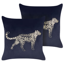Set of 2 Decorative Cushions MARULA Velvet 45 x 45 cm Black Animal Pattern