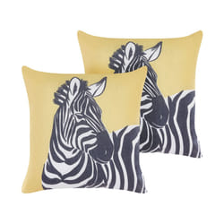 Set of 2 Decorative Cushions Zebra Motif 45 x 45 cm Yellow MANKETTI