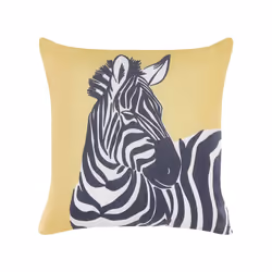 Set of 2 Decorative Cushions Zebra Motif 45 x 45 cm Yellow MANKETTI