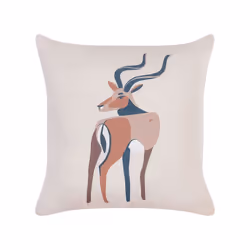 Set of 2 Decorative Pillows Antelope Motif 45 x 45 cm Beige ABAL