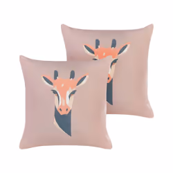 Set of 2 Decorative Cushions Giraffe Motif 45 x 45 cm Pink CANDELABRA