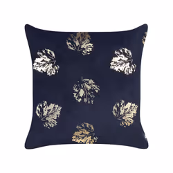 Set of 2 Velvet Cushions Leaf Pattern 45 x 45 cm Black GOLDENROD