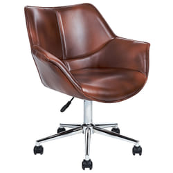 Desk Chair Swivel NEWDALE Faux Leather Dark Brown