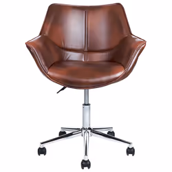 Desk Chair Swivel NEWDALE Faux Leather Dark Brown