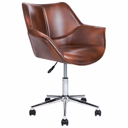 Desk Chair Swivel NEWDALE Faux Leather Dark Brown