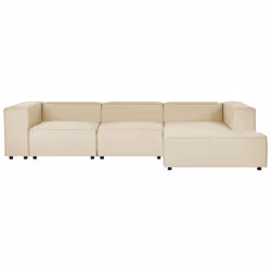Modular Corner Sofa APRICA Faux Linen Beige 3 Seater Left Hand