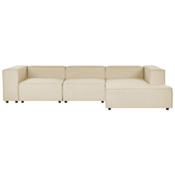Modular Corner Sofa APRICA Faux Linen Beige 3 Seater Left Hand