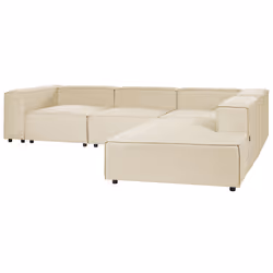 Modular Corner Sofa APRICA Faux Linen Beige 3 Seater Left Hand
