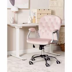 Desk Chair Swivel PRINCESS Velvet Pastel Pink