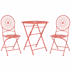 Bistro Set Folding SCARIO Metal Red