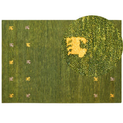 Wool Gabbeh Area Rug 160 x 230 cm Green YULAFI