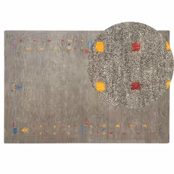 Wool Gabbeh Area Rug 140 x 200 cm Grey SEYMEN