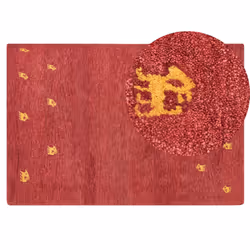 Wool Gabbeh Area Rug 140 x 200 cm Red YARALI