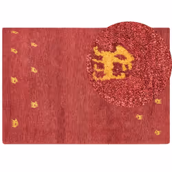 Wool Gabbeh Area Rug 160 x 230 cm Red YARALI