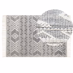 Wool Area Rug 160 x 230 cm White and Black PAZAR