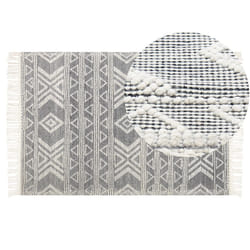 Wool Area Rug 160 x 230 cm White and Black PAZAR