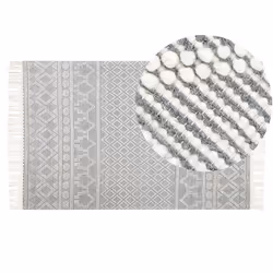 Wool Area Rug with Geometric Pattern 160 x 230 cm Beige and Grey SOLHAN