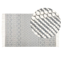 Wool Area Rug with Geometric Pattern 160 x 230 cm Beige and Grey SOLHAN