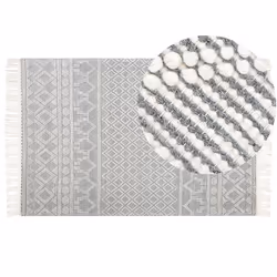 Wool Area Rug with Geometric Pattern 200 x 300 cm Beige and Grey SOLHAN