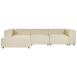 Modular Corner Sofa APRICA Faux Linen Beige 3 Seater Right Hand