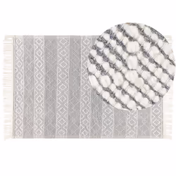 Wool Area Rug 160 x 230 cm Grey and White TONYA