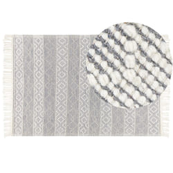 Wool Area Rug 160 x 230 cm Grey and White TONYA