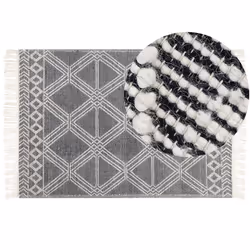 Wool Area Rug 160 x 230 cm Grey and Off-White TOPRAKKALE