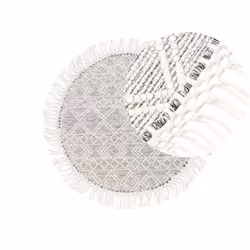 Round Wool Area Rug  140 cm Grey and Off-White BULDAN