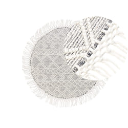Round Wool Area Rug  140 cm Grey and Off-White BULDAN