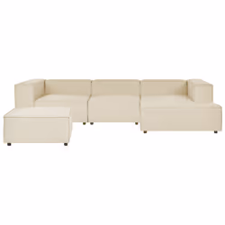 Modular Corner Sofa APRICA Faux Linen Beige with Ottoman 3 Seater Left Hand