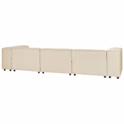 Modular Corner Sofa APRICA Faux Linen Beige with Ottoman 3 Seater Left Hand