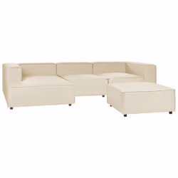 Modular Corner Sofa APRICA Faux Linen Beige with Ottoman 3 Seater Right Hand