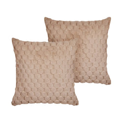 Set of 2 Faux Fur Cushions 43 x 43 cm Sand Beige PURSLANE