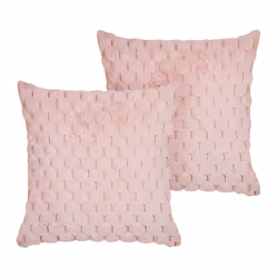 Set of 2 Decorative Cushions PURSLANE Faux Fur 43 x 43 cm Pastel Pink Geometric Pattern