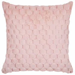 Set of 2 Decorative Cushions PURSLANE Faux Fur 43 x 43 cm Pastel Pink Geometric Pattern