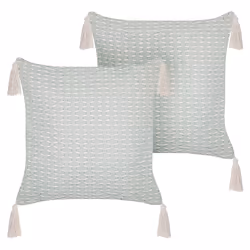 Set of 2 Decorative Cushions HAKONE 42 x 42 cm Mint Green Geometric Pattern