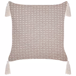 Set of 2 Decorative Cushions HAKONE 42 x 42 cm Taupe Geometric Pattern