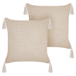 Set of 2 Decorative Cushions HAKONE 42 x 42 cm Light Beige Geometric Pattern