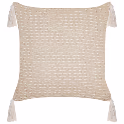 Set of 2 Decorative Cushions HAKONE 42 x 42 cm Light Beige Geometric Pattern