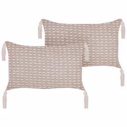 Set of 2 Decorative Cushions HAKONE 45 x 25 cm Taupe Geometric Pattern