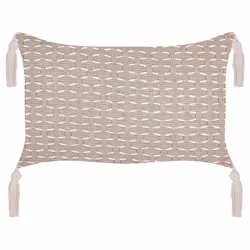 Set of 2 Decorative Cushions HAKONE 45 x 25 cm Taupe Geometric Pattern