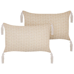 Set of 2 Decorative Cushions HAKONE 45 x 25 cm Light Beige Geometric Pattern